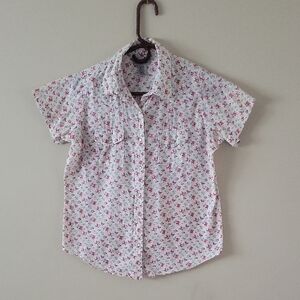 Wrangler White and Pink Floral Button Down Shirt
